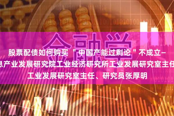 股票配债如何购买 ＂中国产能过剩论＂不成立——访中国电子信息产业发展研究院工业经济研究所工业发展研究室主任、研究员张厚明